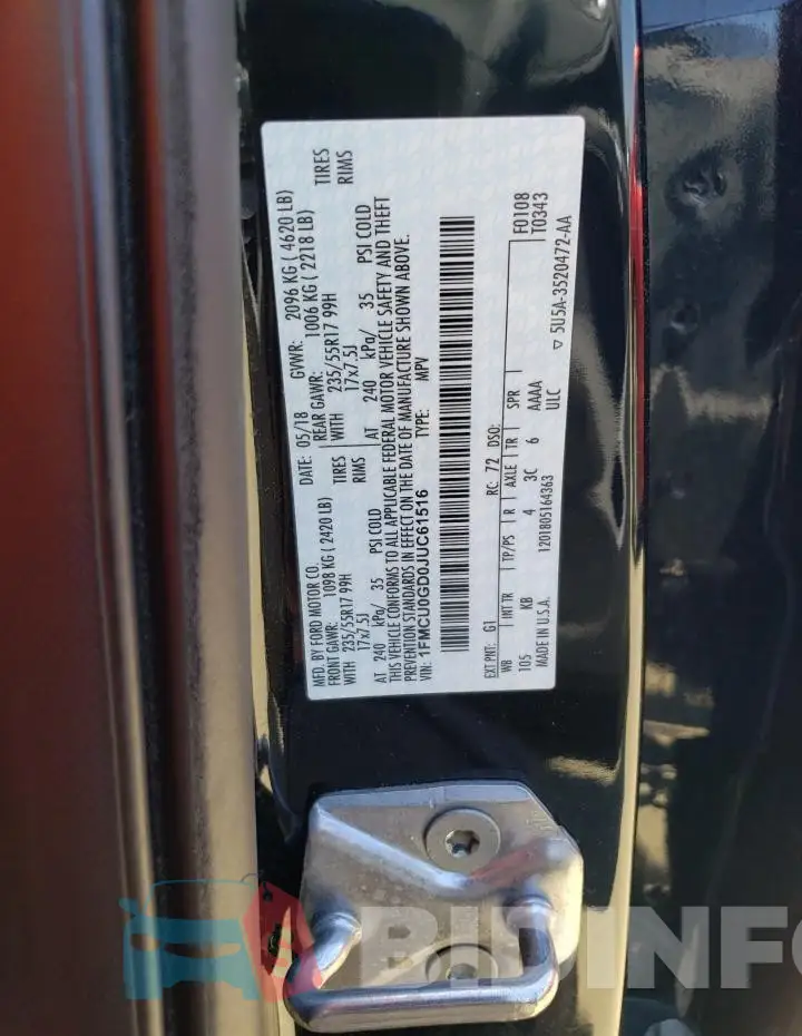 1FMCU0GD0JUC61516 Photo# 12