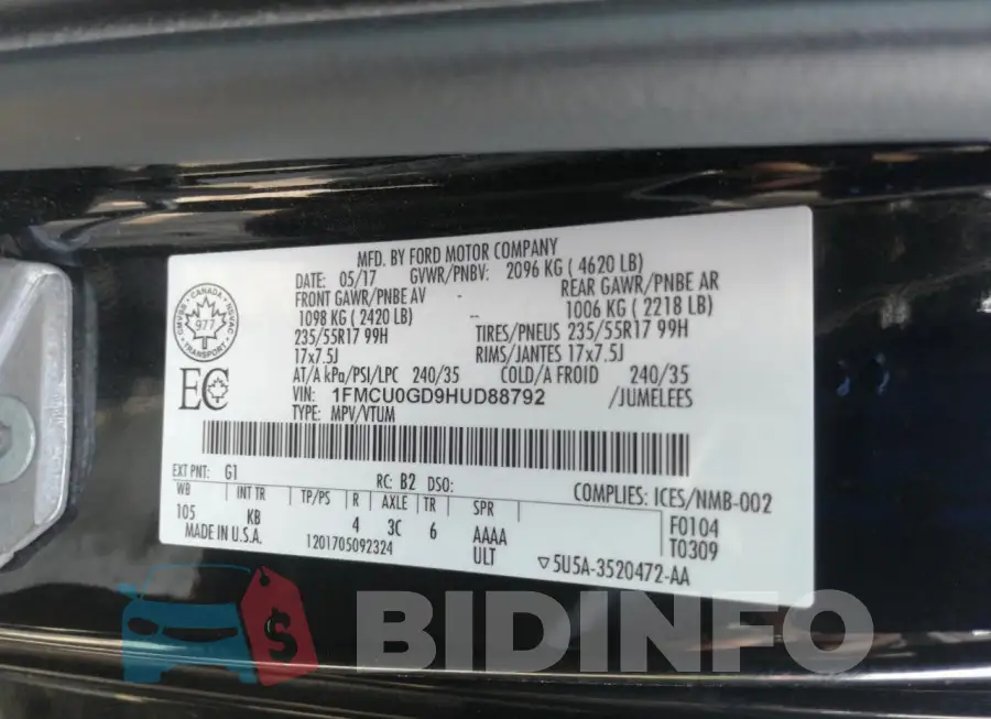 1FMCU0GD9HUD88792 Photo# 10