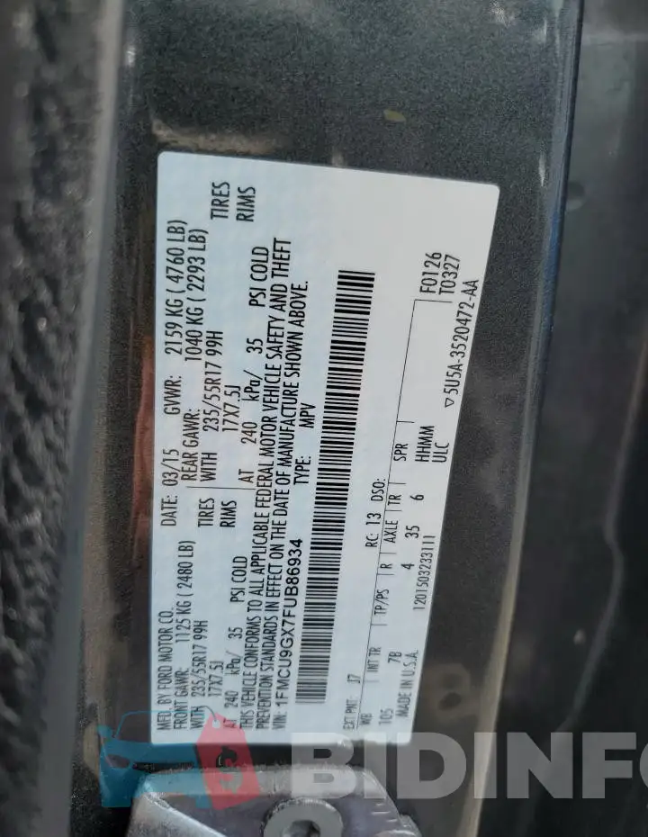 1FMCU9GX7FUB86934 Photo# 13