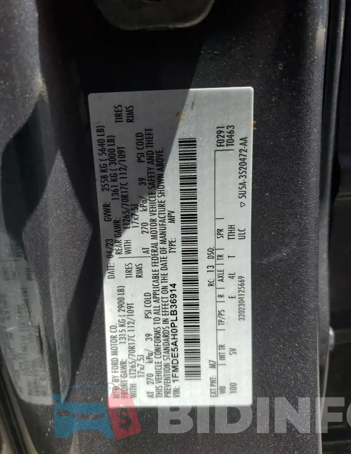 1FMDE5AH0PLB36914 Photo# 13