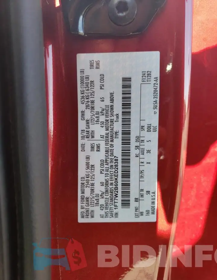 1FT7W2B60KED28387 Photo# 13