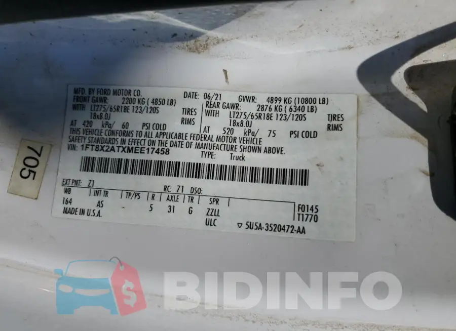 1FT8X2ATXMEE17458 Photo# 13