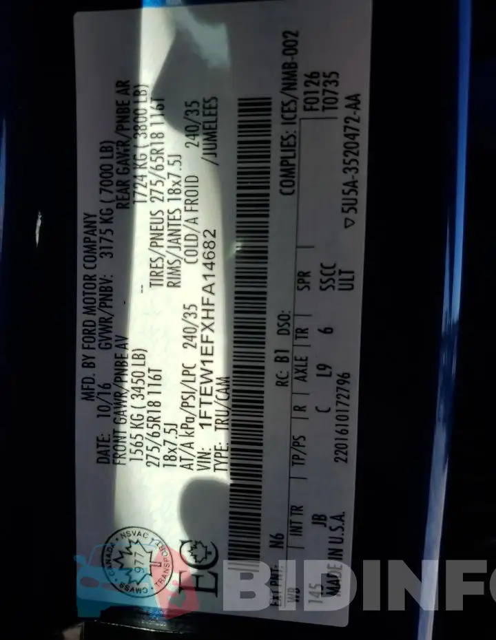 1FTEW1EFXHFA14682 Photo# 12