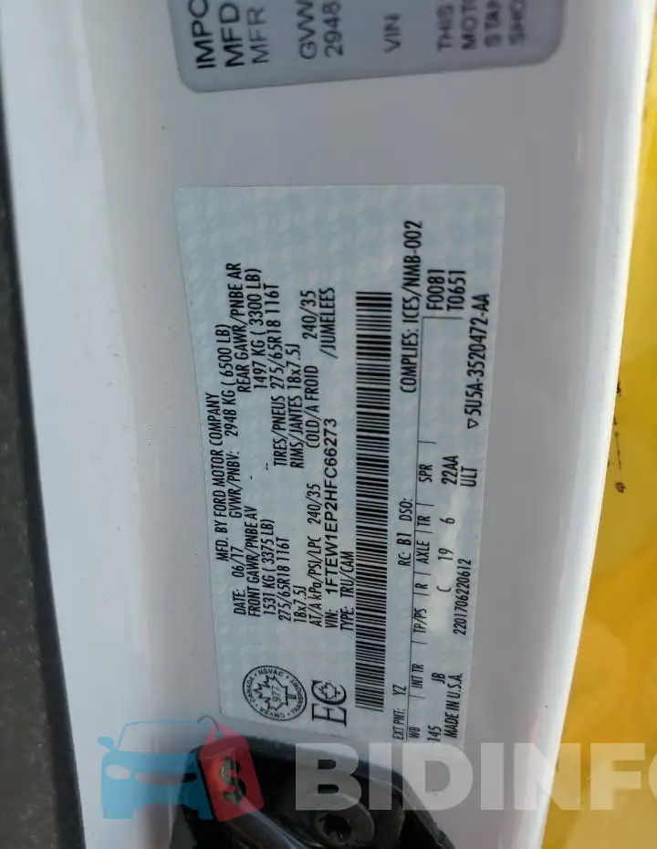 1FTEW1EP2HFC66273 Photo# 12