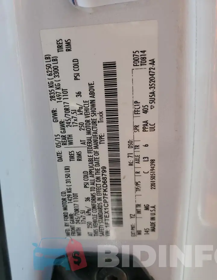 1FTEX1CP7FKD68799 Photo# 12