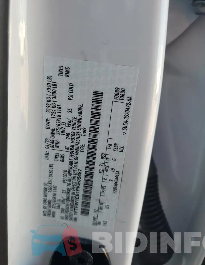1FTFW1E81PKE05487 Photo# 12