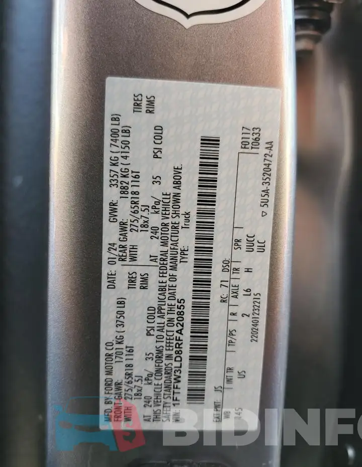 1FTFW3LD8RFA20855 Photo# 13