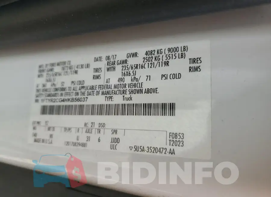 1FTYR2CG4HKB56037 Photo# 14