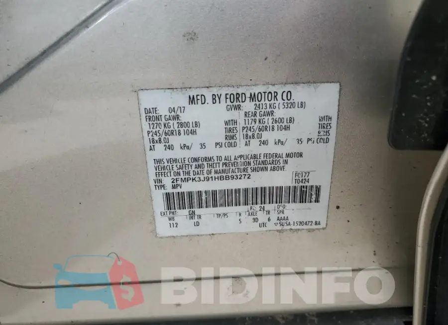 2FMPK3J91HBB93272 Photo# 13