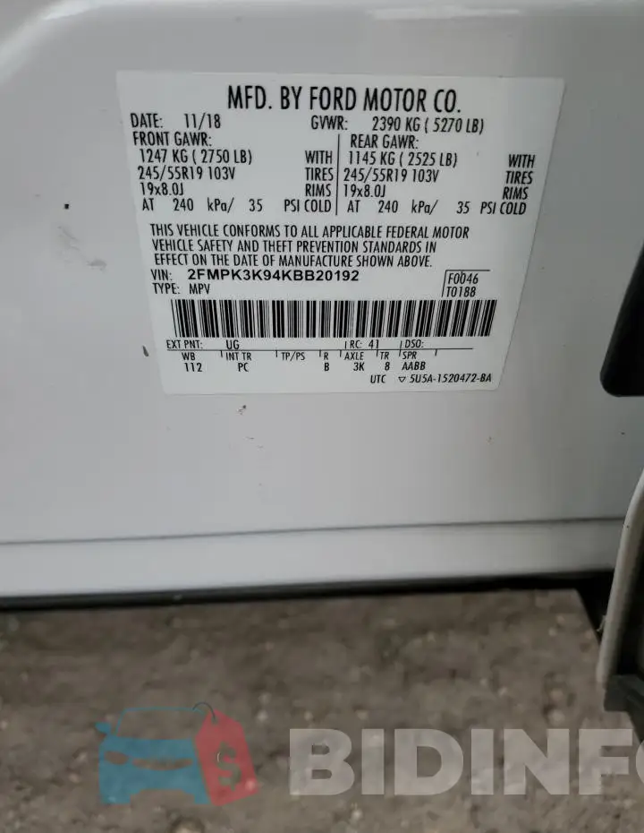 2FMPK3K94KBB20192 Photo# 13
