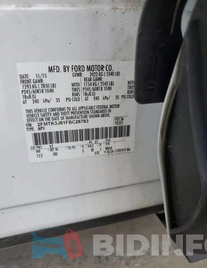 2FMTK3J81FBC28783 Photo# 12
