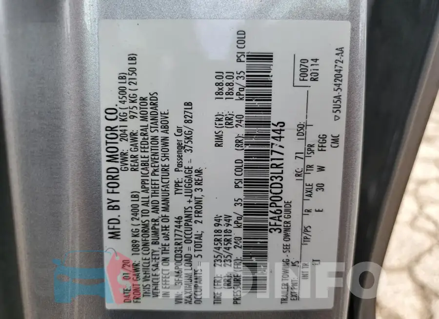 3FA6P0CD3LR177446 Photo# 12
