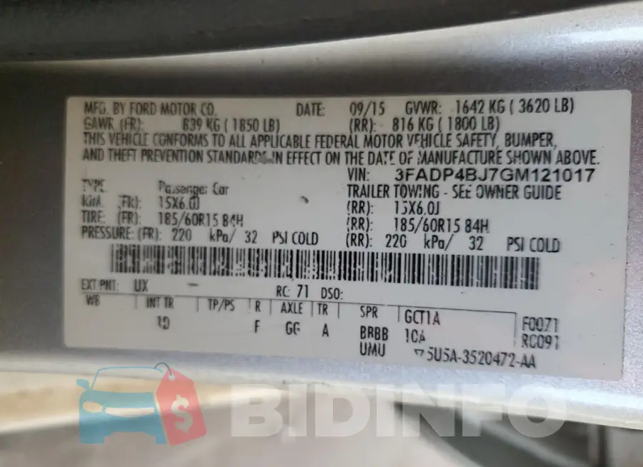 3FADP4BJ7GM121017 Photo# 12