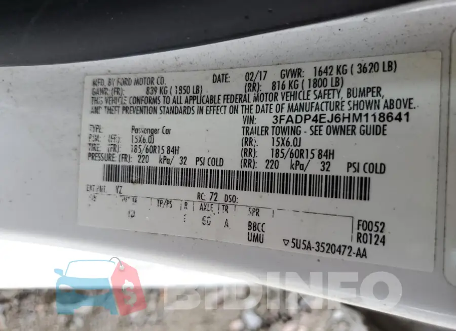3FADP4EJ6HM118641 Photo# 13