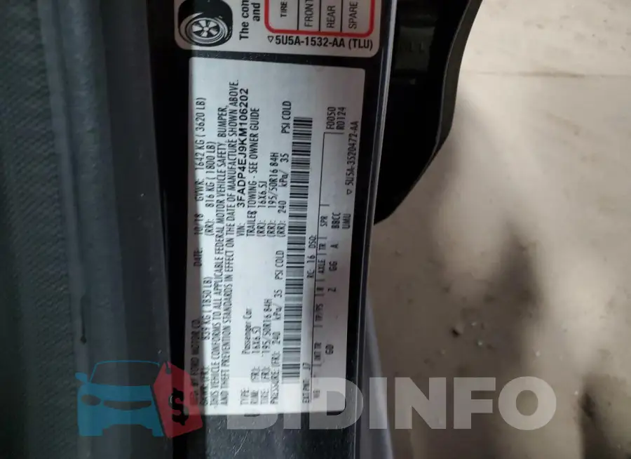 3FADP4EJ9KM106202 Photo# 12
