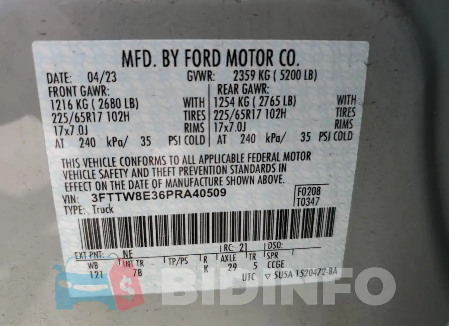 3FTTW8E36PRA40509 Photo# 13