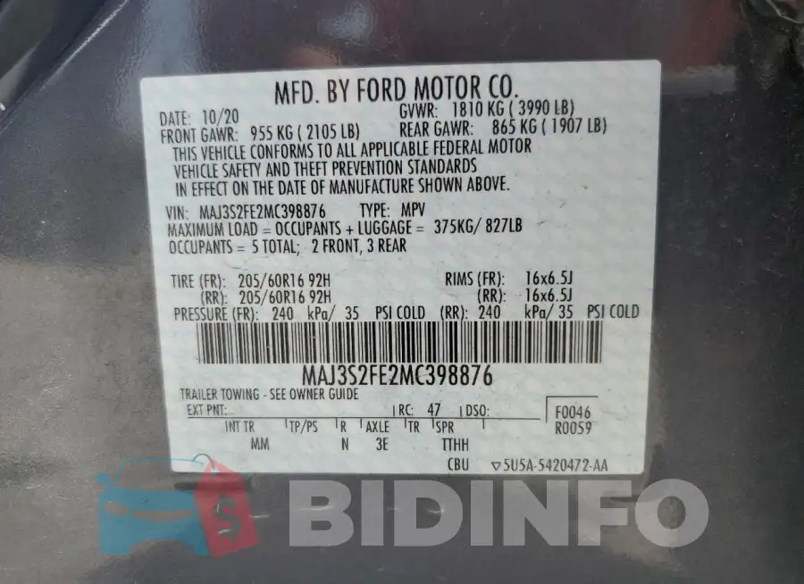 MAJ3S2FE2MC398876 Photo# 13