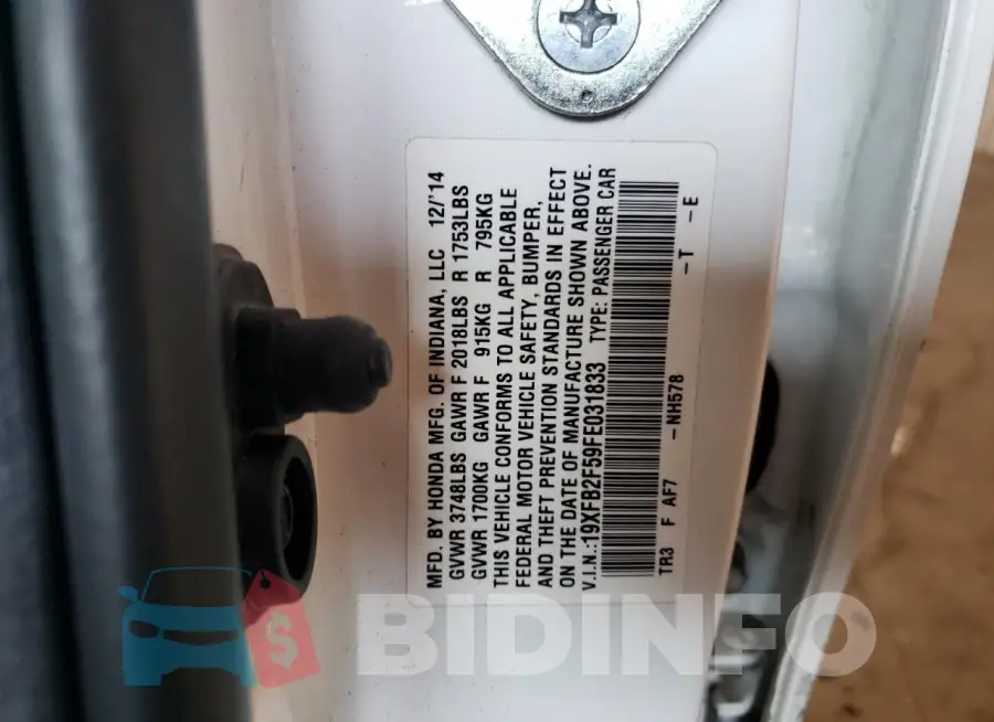 19XFB2F59FE031833 Photo# 12