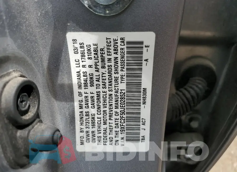 19XFC2F50JE028521 Photo# 12