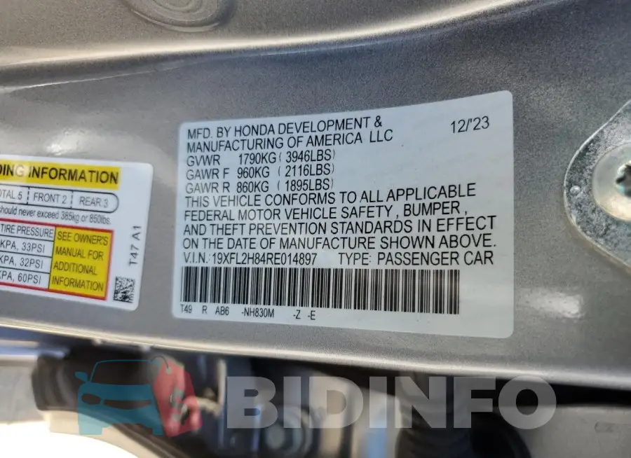19XFL2H84RE014897 Photo# 12