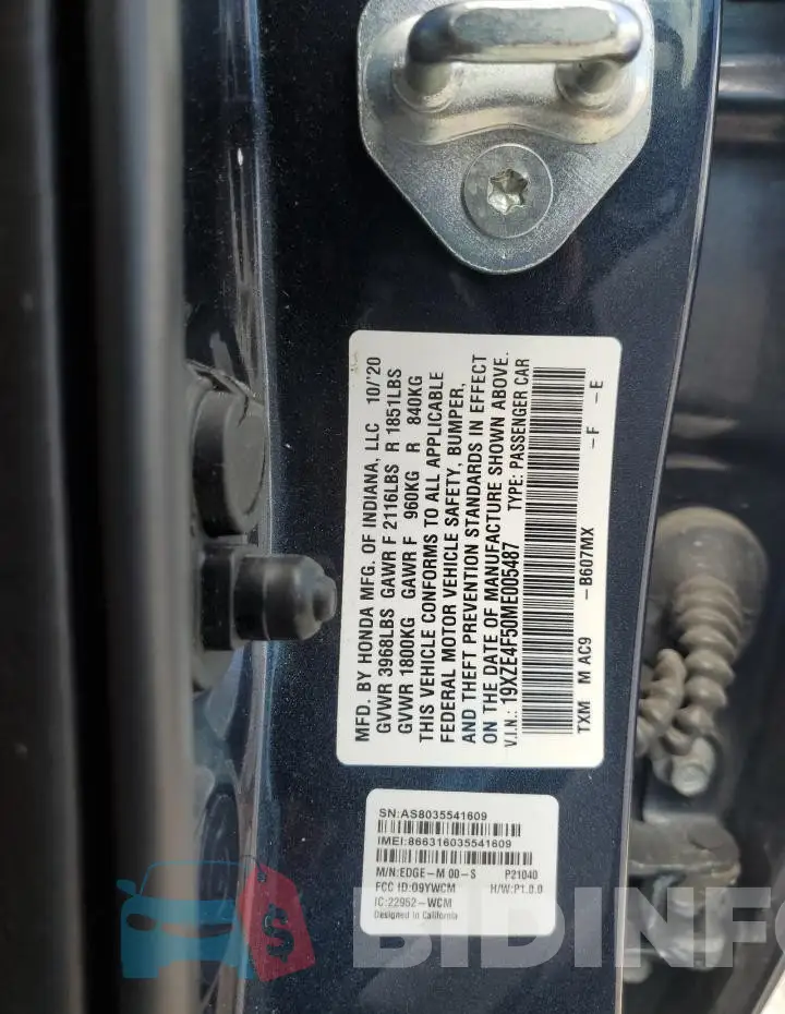 19XZE4F50ME005487 Photo# 12
