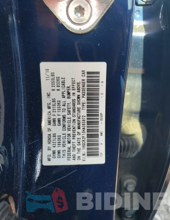 1HGCR2F15HA095872 Photo# 12