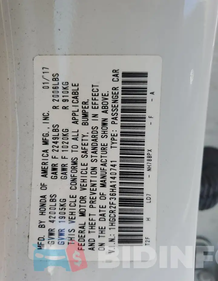 1HGCR2F36HA140741 Photo# 12