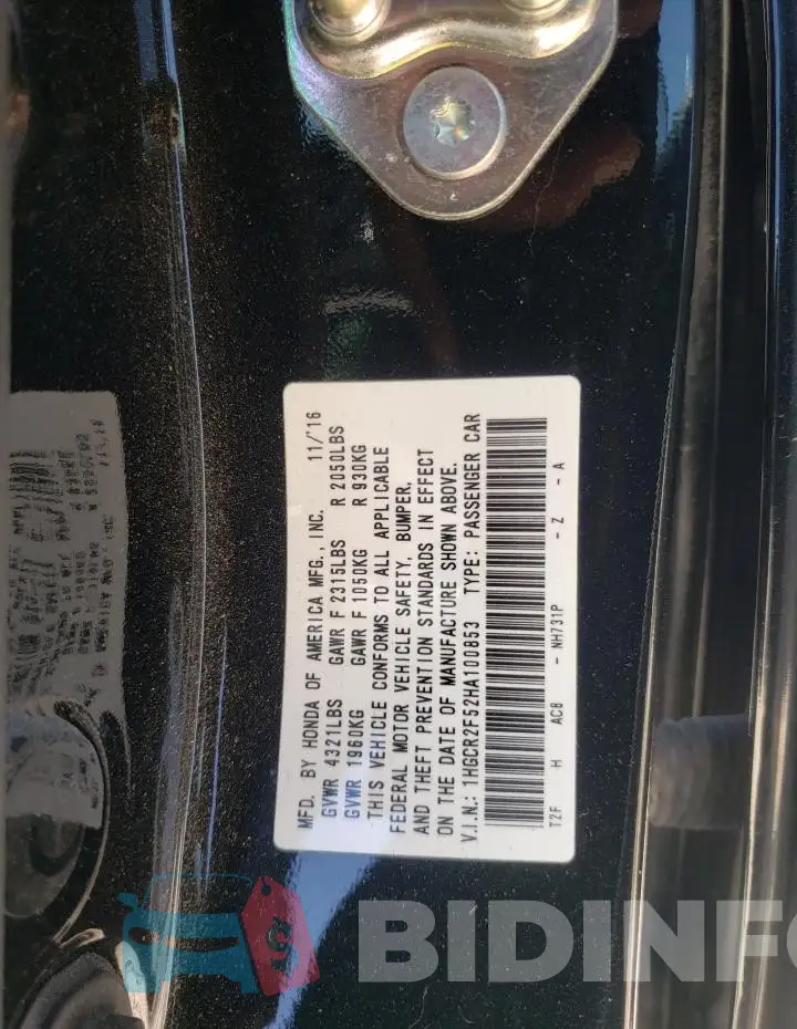 1HGCR2F52HA100853 Photo# 12