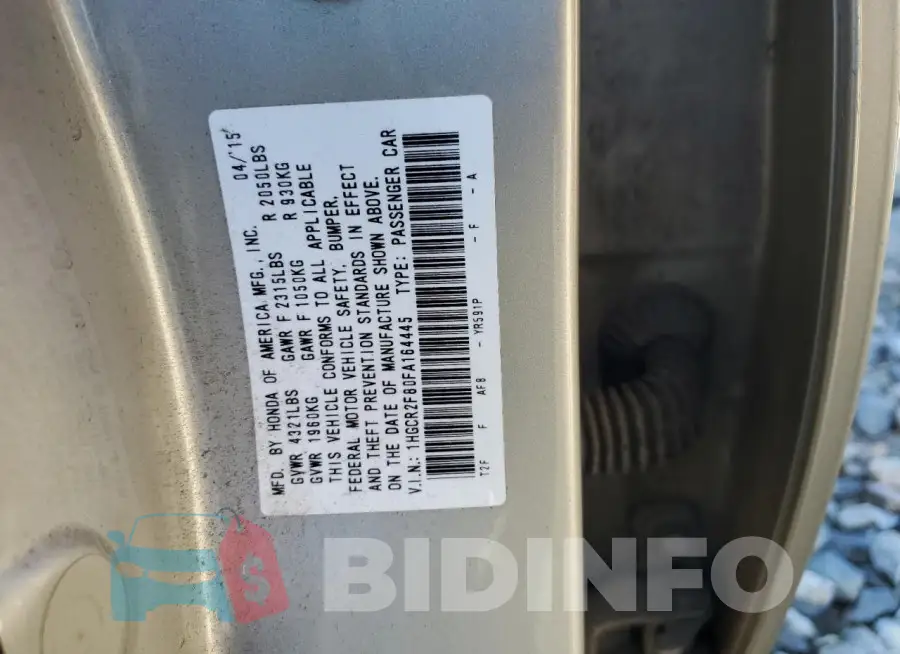 1HGCR2F80FA164445 Photo# 12