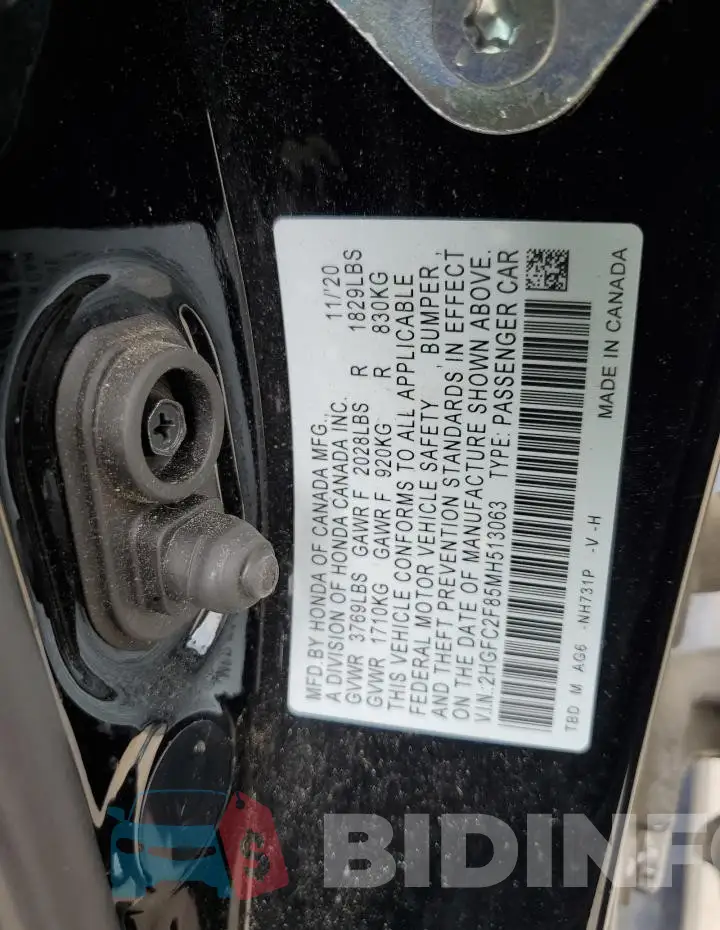 2HGFC2F85MH513063 Photo# 12