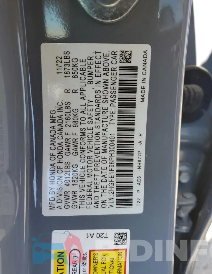 2HGFE1F96PH300401 Photo# 12
