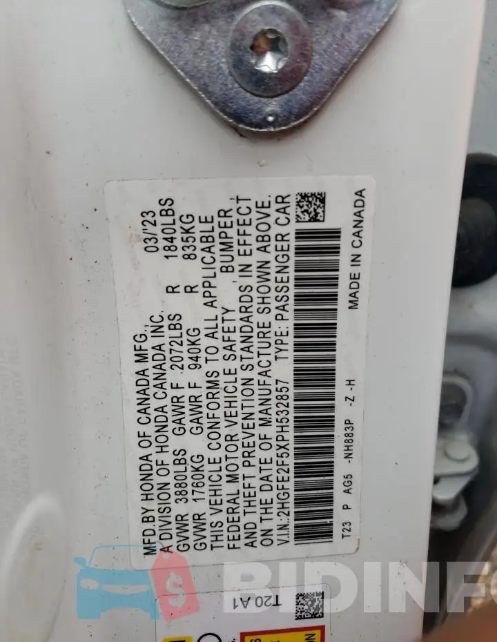 2HGFE2F5XPH532857 Photo# 13