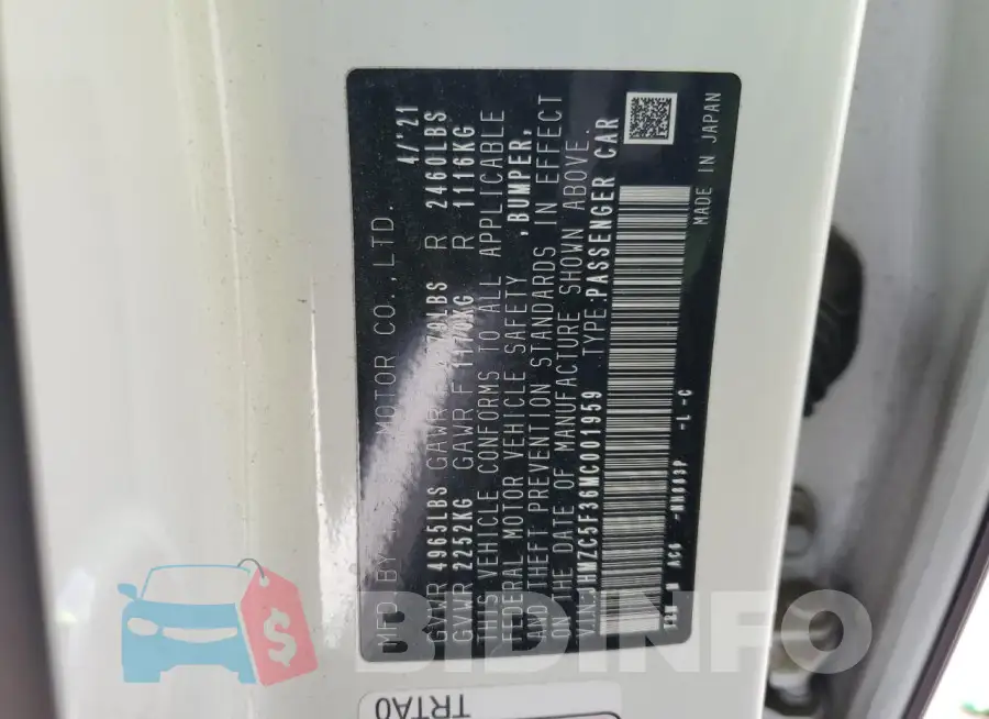JHMZC5F36MC001959 Photo# 12