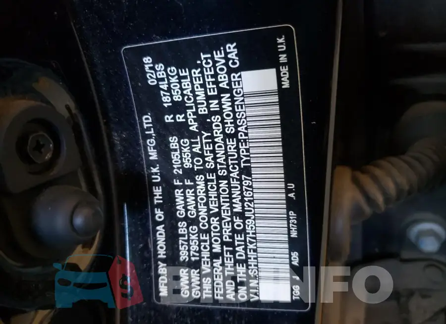 SHHFK7H59JU216797 Photo# 12
