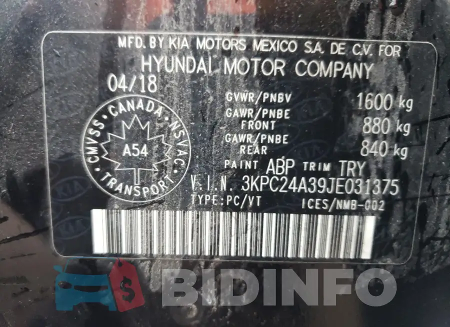 3KPC24A39JE031375 Photo# 13