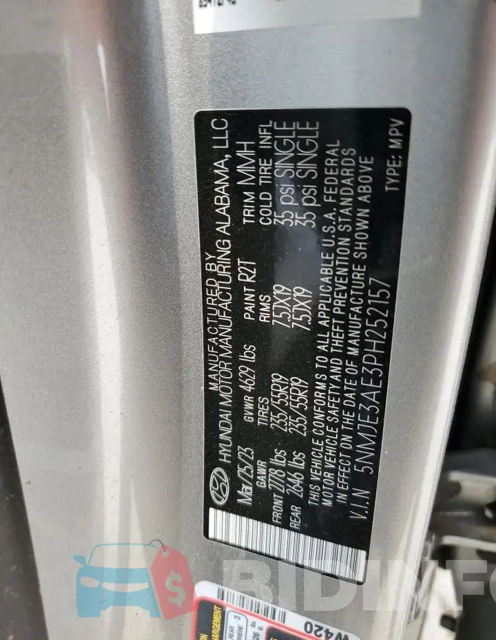 5NMJE3AE3PH252157 Photo# 12