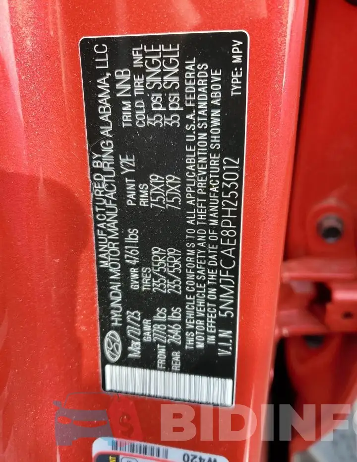 5NMJFCAE8PH253012 Photo# 12