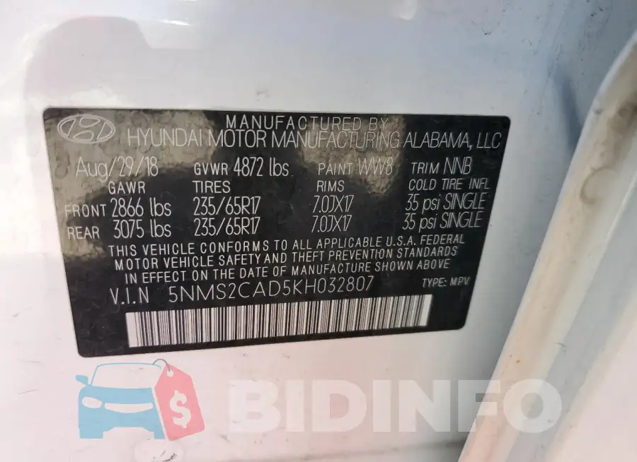 5NMS2CAD5KH032807 Photo# 13