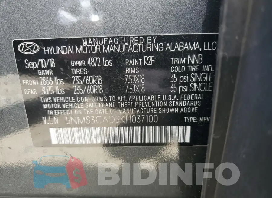 5NMS3CAD3KH037100 Photo# 12