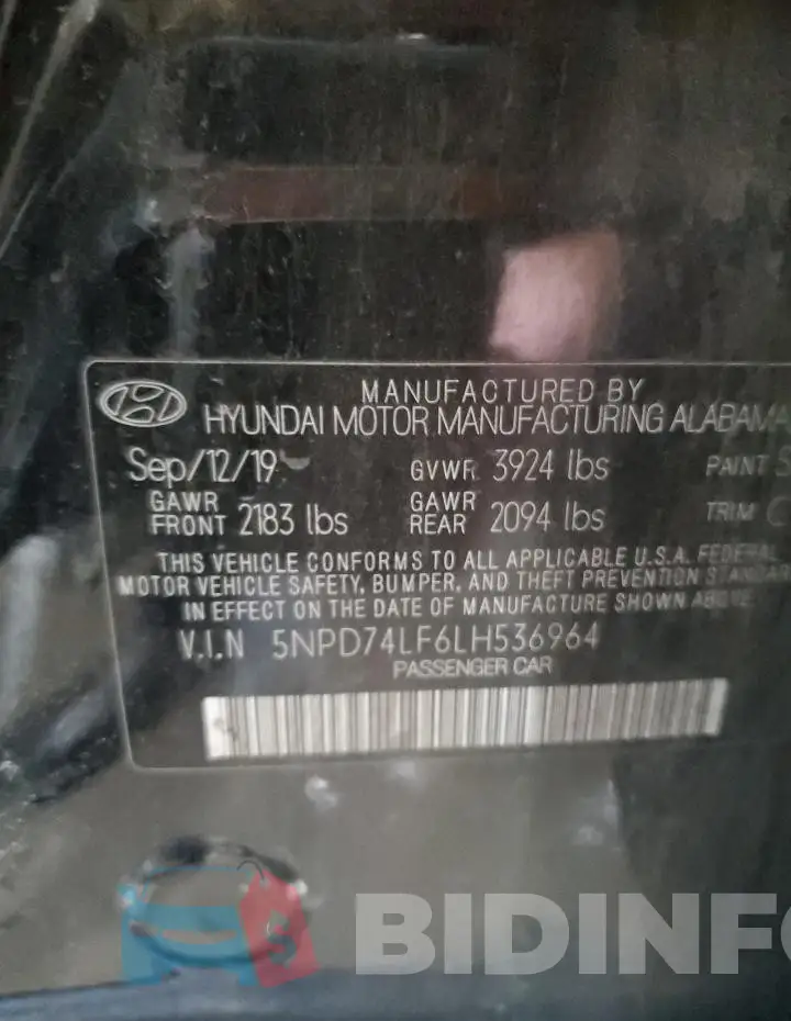 5NPD74LF6LH536964 Photo# 12