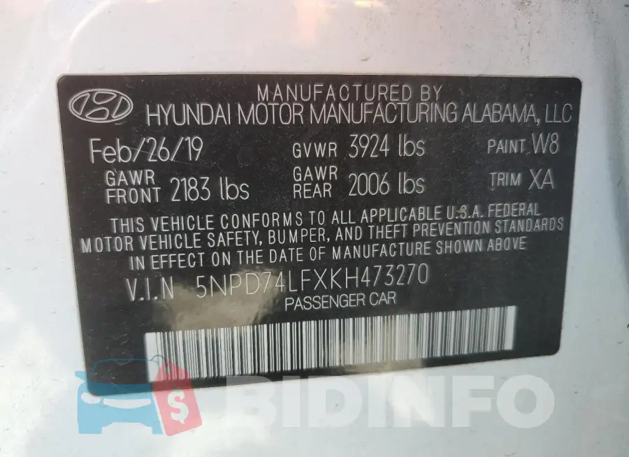 5NPD74LFXKH473270 Photo# 12
