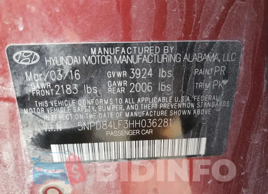 5NPD84LF3HH036281 Photo# 12