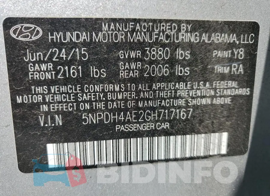 5NPDH4AE2GH717167 Photo# 12