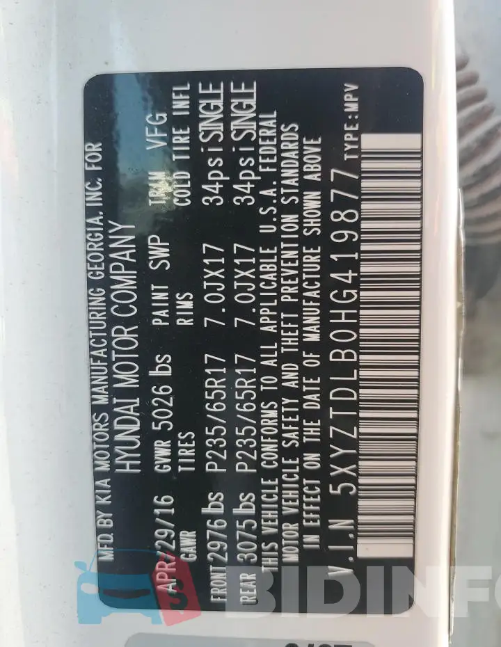 5XYZTDLB0HG419877 Photo# 13
