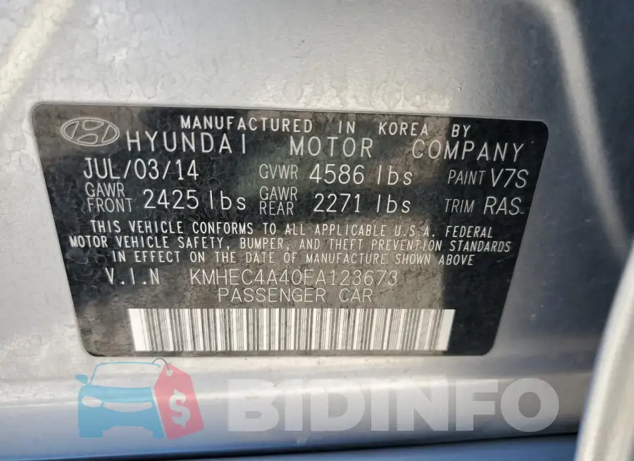 KMHEC4A40FA123673 Photo# 12