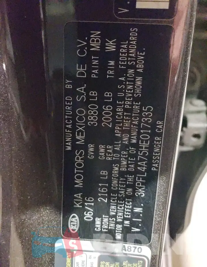 3KPFL4A75HE017335 Photo# 12