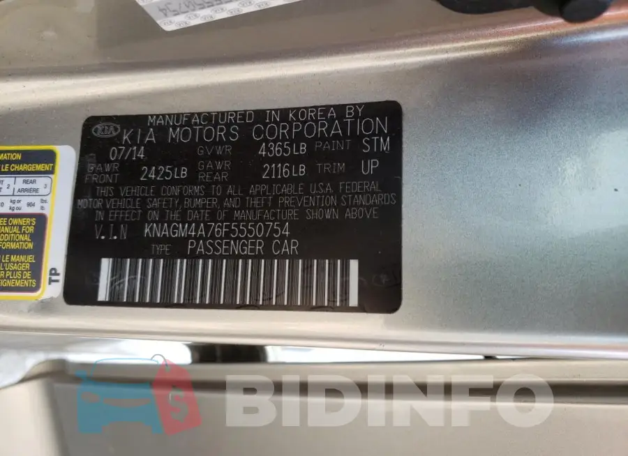 KNAGM4A76F5550754 Photo# 13
