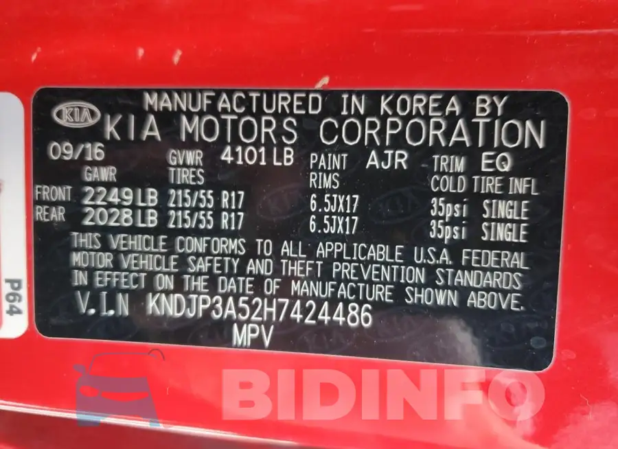 KNDJP3A52H7424486 Photo# 12