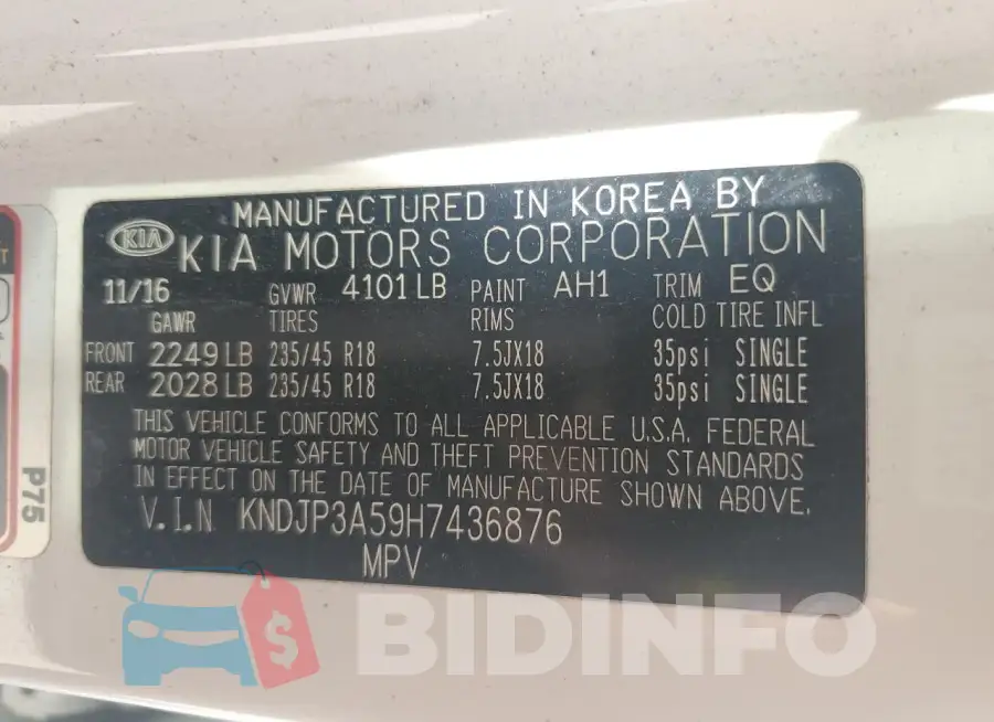 KNDJP3A59H7436876 Photo# 13