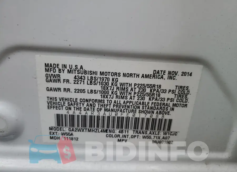 4A4AR3AU0FE017088 Photo# 14